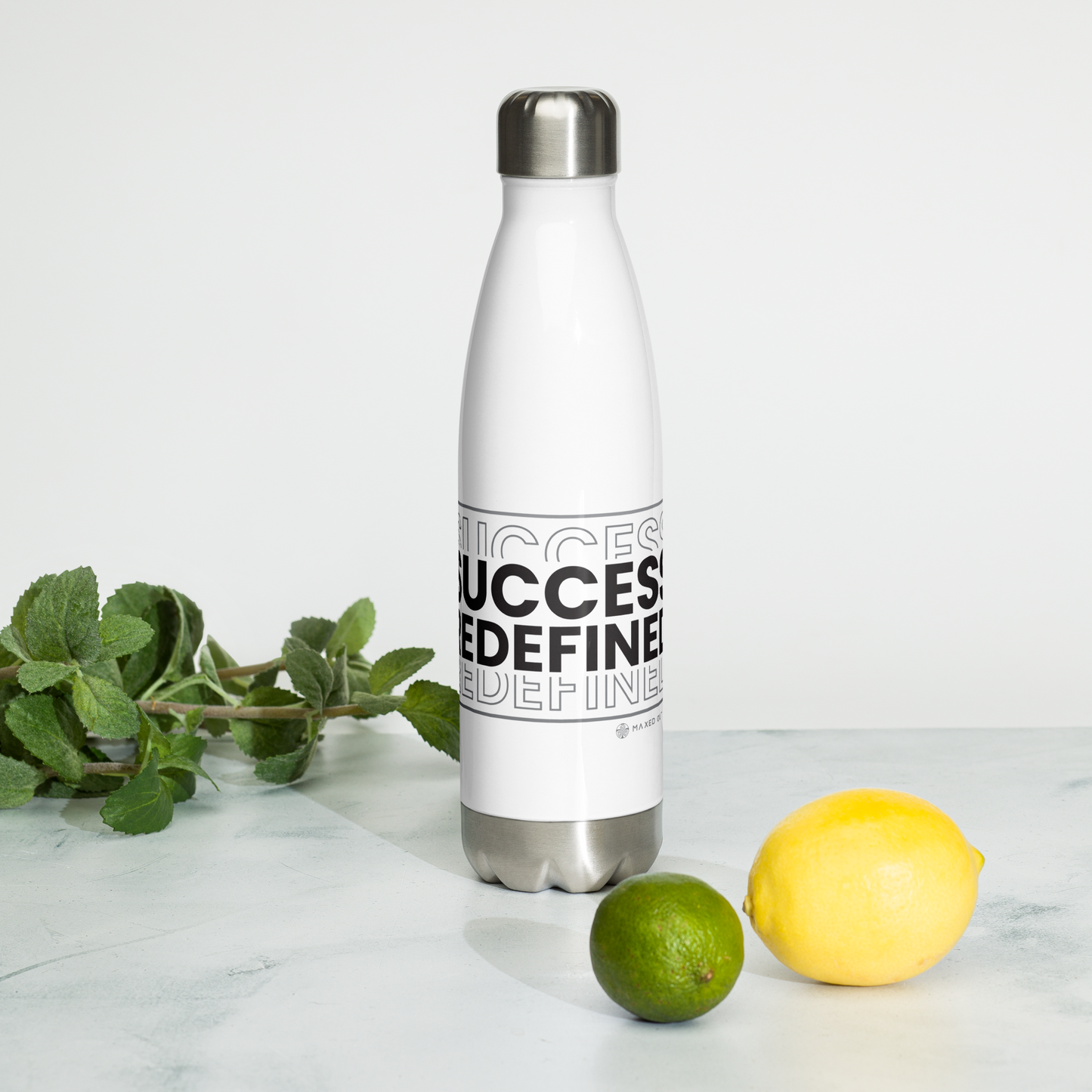 Success Redefined Stainless Steel Water Bottle - White